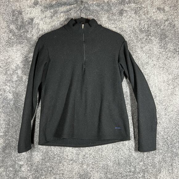 Patagonia Capilene Pullover Mens Small Black Half Zip Fleece Made USA Outdoor - Picture 1 of 8